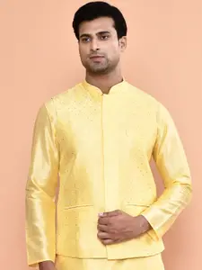 MAAHI FABS Embroidered Woven Nehru Jacket