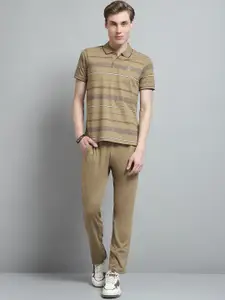 Monte Carlo Striped Collar Neck Half Sleeve Tshirt & Track Pants Co-Ords