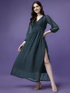 Raiyani Fashion Applique Georgette Fit & Flare Maxi Dress