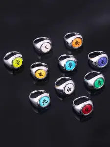 The Roadster Lifestyle Co Men Set Of 10 Elegant Anime Character-Finger Rings With Chain