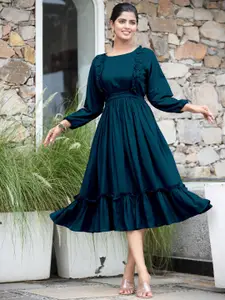 Raiyani Fashion Applique Crepe Fit & Flare Midi Dress
