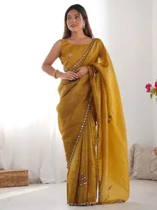 Saree mall Embellished Mirror Work Tissue Sarees