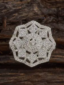Kushal's Fashion Jewellery Rhodium-Plated Cubic Zirconia-Studded Finger Ring