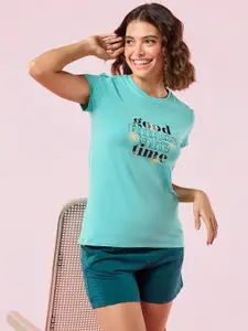 Enamor Graphic Printed Round Crew Neck Lounge T-Shirt