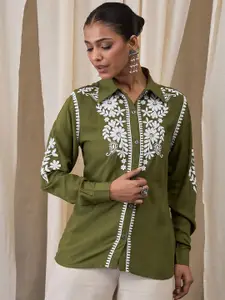 Anouk Embroidered Shirt Collar Thread Work Thread Work Short Kurti