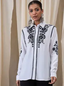 Anouk Ethnic Motifs Embroidered Shirt Collar Thread Work Thread Work Short Kurti