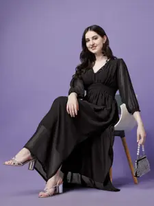 Raiyani Fashion Applique Georgette Fit & Flare Maxi Dress