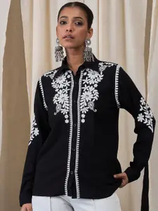 Anouk Embroidered Shirt Collar Thread Work Thread Work Short Kurti
