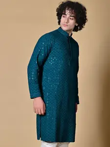 MAAHI FABS Men Ethnic Motifs Embroidered Chikankari Kurta