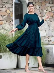 Raiyani Fashion Applique Crepe Fit & Flare Midi Dress