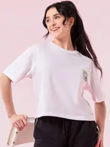 Enamor Graphic Printed Pure Cotton Oversized Fit Crew Neck Lounge T-Shirt