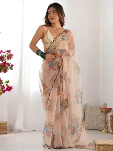 Saree mall Floral Embroidered Organza Sarees