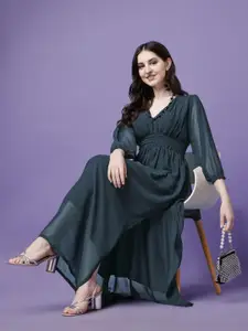 Raiyani Fashion Applique Georgette Fit & Flare Maxi Dress