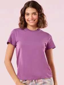 Enamor Relaxed Fit Crew Neck Basic Stretch Lounge T-Shirt
