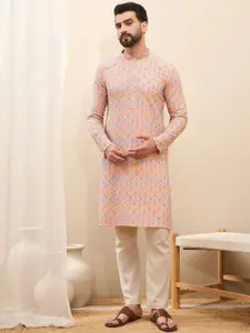 House of Pataudi Men Thread Sequence Work Kurtas