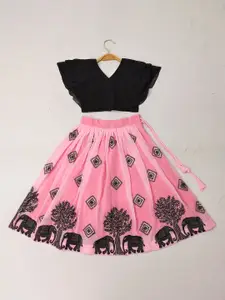 BAESD Girls Embellished Mukaish Ready to Wear Lehenga &