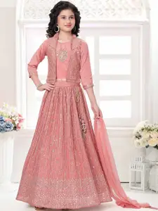 Lagorii Girls Embellished Ready to Wear Lehenga & Blouse With Dupatta