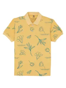 Status Quo Boys Floral Printed Polo Collar T-shirt
