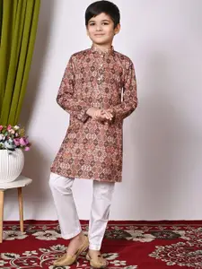 BAESD Boys Embroidered Regular Sequinned Kurta with Pyjamas