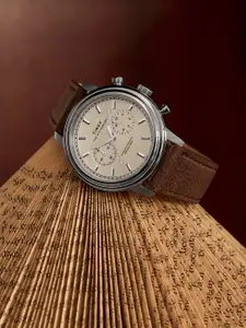 Timex Men Dial & Leather Straps Analogue Chronograph Watch TW2Y23500UJ