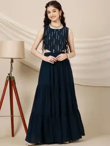 Inddus Girls Embroidered Sequinned Ready to Wear Lehenga &