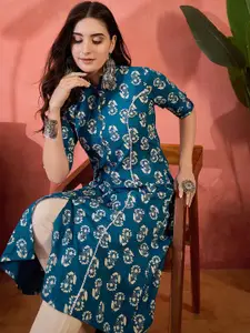 Sangria Floral Printed A-Line Kurta