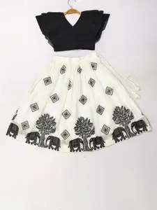 BAESD Girls Embellished Mukaish Ready to Wear Lehenga &