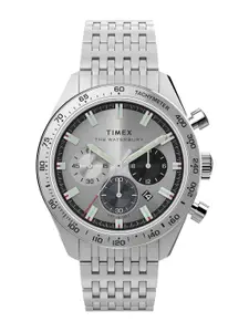 Timex Men Embellished Dial & Stainless Steel Bracelet Style Straps Analogue Chronograph Watch TW2Y18700UJ
