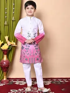 BAESD Boys Floral Embroidered Regular Sequinned Kurta with Pyjamas