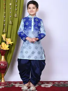 BAESD Boys Printed Regular Dupion Silk Kurta with Patiala