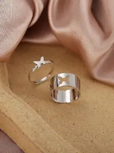 DressBerry Set Of 2 Silver-Plated ButterflyRing