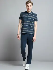 Monte Carlo Striped Collar Neck Half Sleeve Tshirt & Track Pants Co-Ords