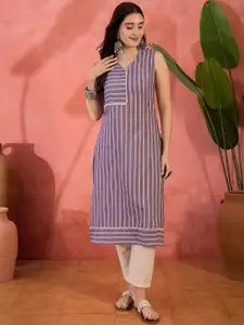 Sangria Woven Striped Straight Kurta