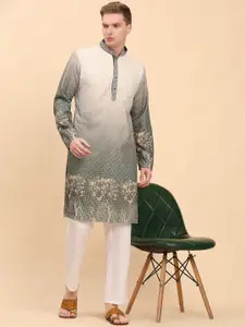 Pro-Ethic STYLE DEVELOPER Men Chevron Checked Patchwork Jacquard Kurta