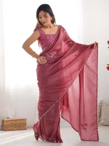Saree mall Embellished Mirror Work Tissue Sarees