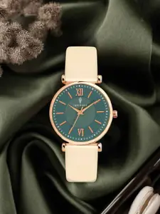 Imperious- The Royal Way Women Embellished Dial & Leather Straps Analogue Watch IMP-LGreen-1015