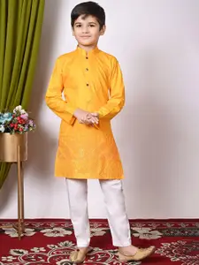 BAESD Boys Embroidered Regular Sequinned Kurta with Pyjamas