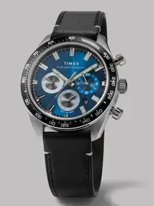 Timex Men Embellished Dial & Leather Straps Analogue Chronograph Watch TW2Y18600UJ