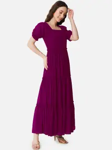 Raiyani Fashion Bell Sleeve Applique Georgette Fit & Flare Maxi Dress