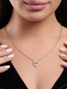 Soraya Luxe 925 Sterling Silver Moissanite Diamond Rhodium-Plated Heart Pendant Necklace