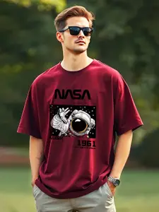 AUSK Men Printed Extended Sleeves Raw Edge T-shirt