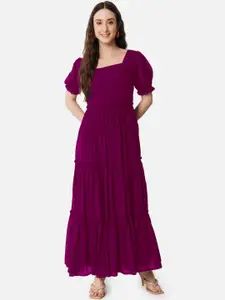 Raiyani Fashion Bell Sleeve Applique Georgette Fit & Flare Maxi Dress