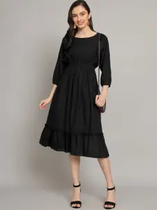 Raiyani Fashion Applique Crepe Fit & Flare Midi Dress