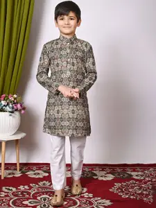 BAESD Boys Embroidered Regular Sequinned Kurta with Pyjamas