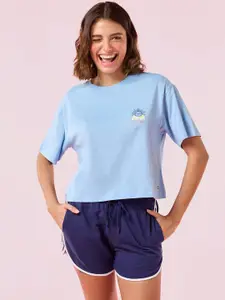 Enamor Graphic Printed Pure Cotton Oversized Fit Crew Neck Lounge T-Shirt