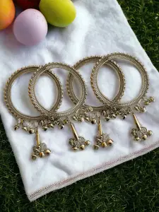 AARTISAI Set Of 4 Gold-Plated Stones-Studded Traditional Bangles