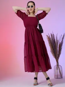 Raiyani Fashion Bell Sleeve Applique Georgette Fit & Flare Maxi Dress