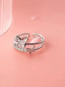 DressBerry Silver-Plated Cubic Zirconia StuddedFingerRing