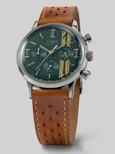 Timex Men Printed Dial & Leather Straps Analogue Chronograph Watch TW2W99100UJ