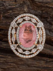 Kushal's Fashion Jewellery Rhodium-Plated Cubic Zirconia-Embellished Bridal Pendant Set